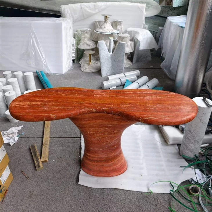 Red Travertine Console Table factory
