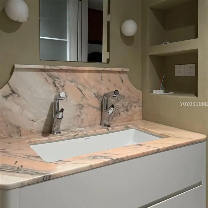rosa portogallo marble bathroom